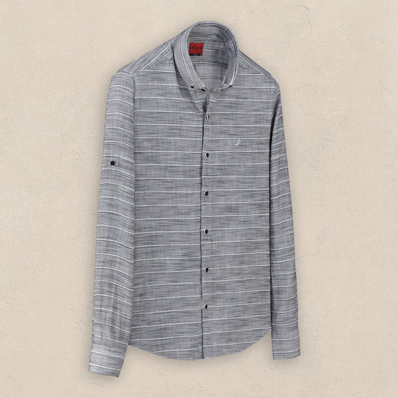 Carina Uzun Kol Çizgili Siyah Gömlek - 1