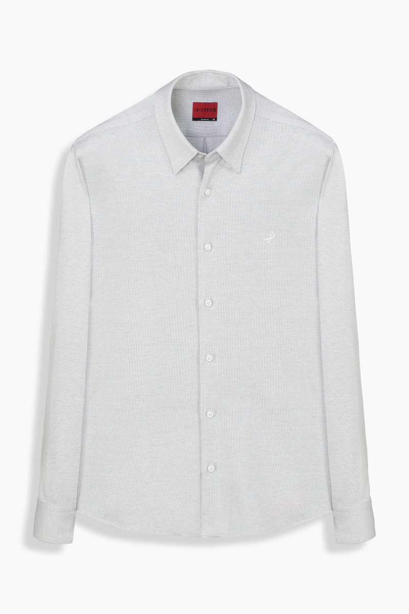 Casper Uzun Kol Desenli Haki Gömlek - 1