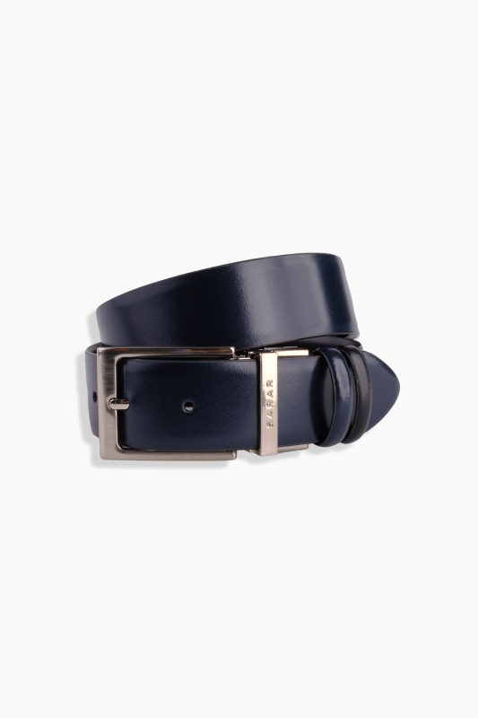 Çift Taraflı Klasik Siyah-Lacivert Kemer 