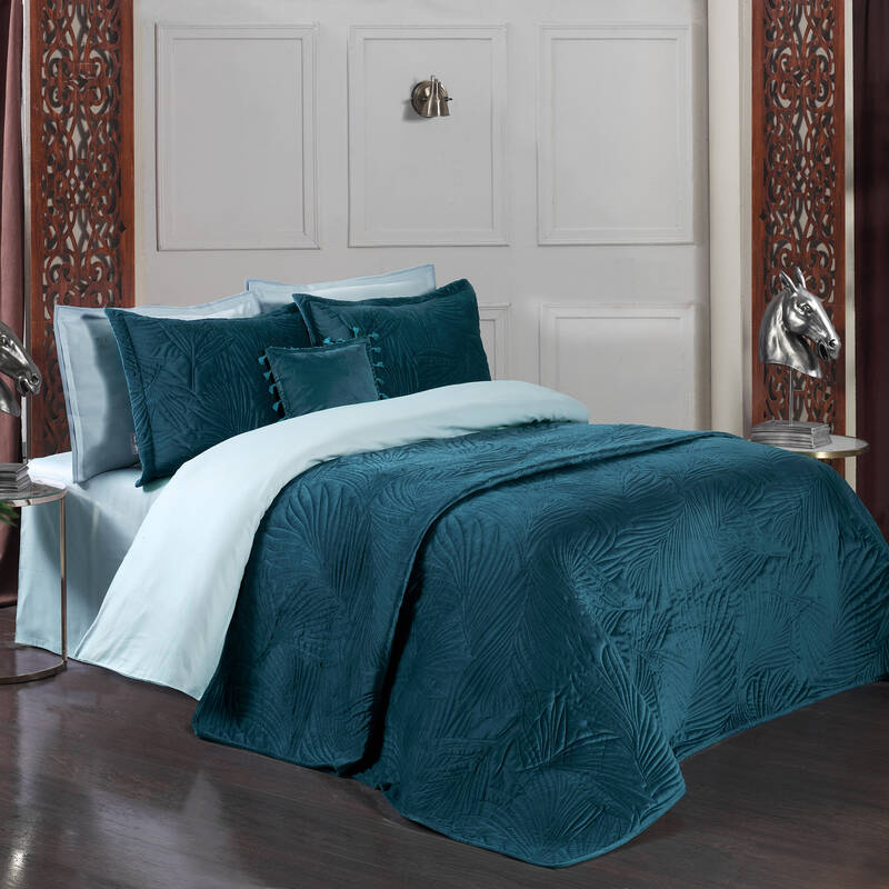 Clara Yatak Örtüsü Seti Çift Kişilik Petrol Rengi - 2