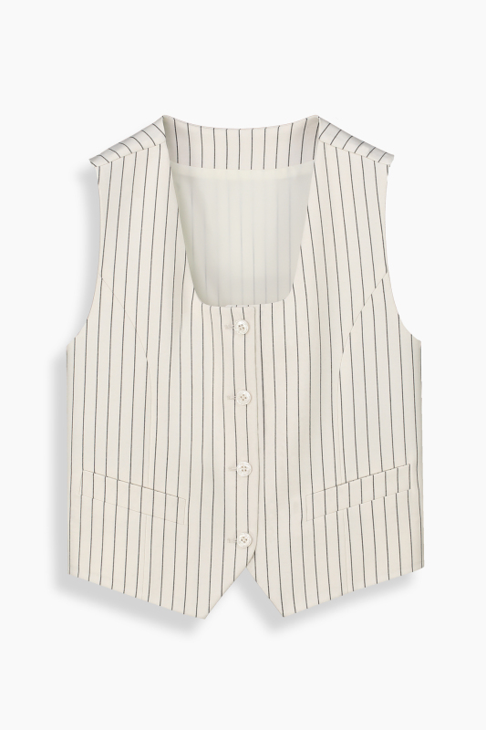 Cleir Çizgili Bej Yelek 