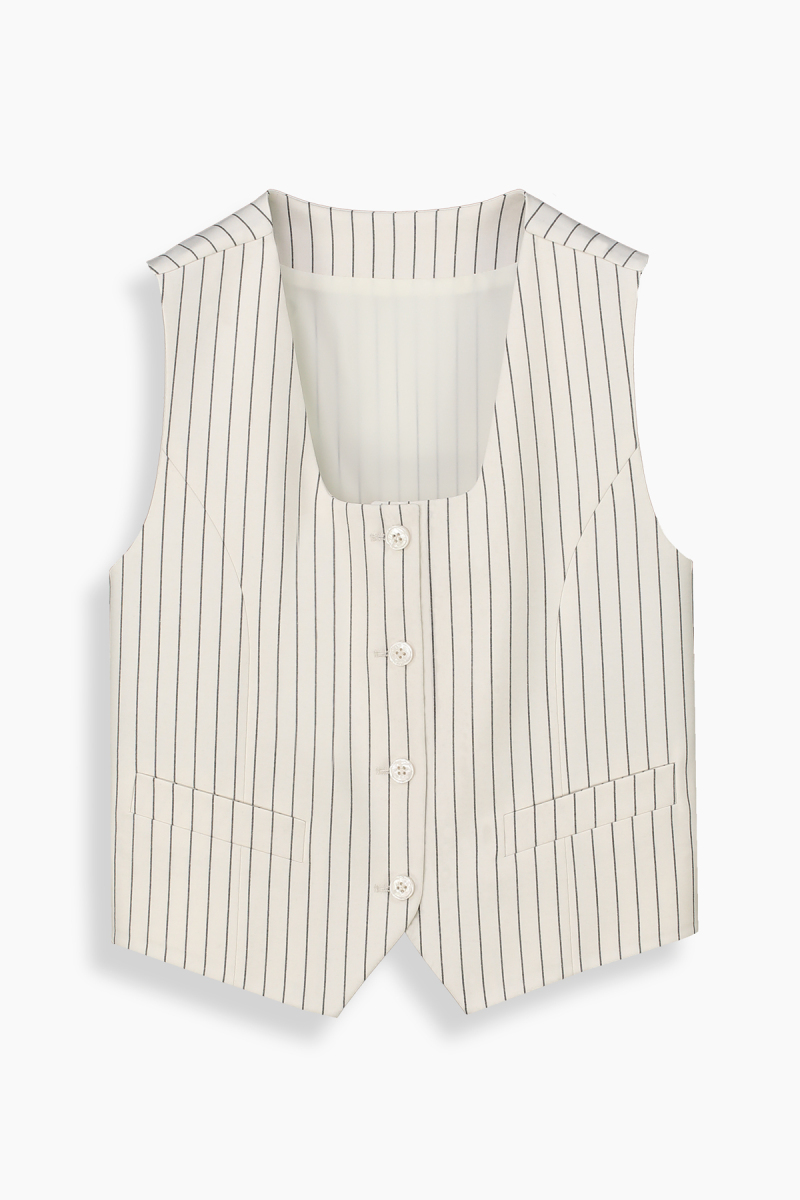 Cleir Çizgili Bej Yelek - 1