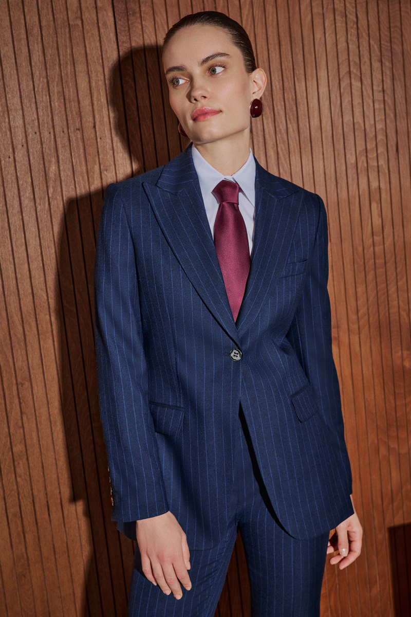 Cleir Çizgili Lacivert Ceket - 1