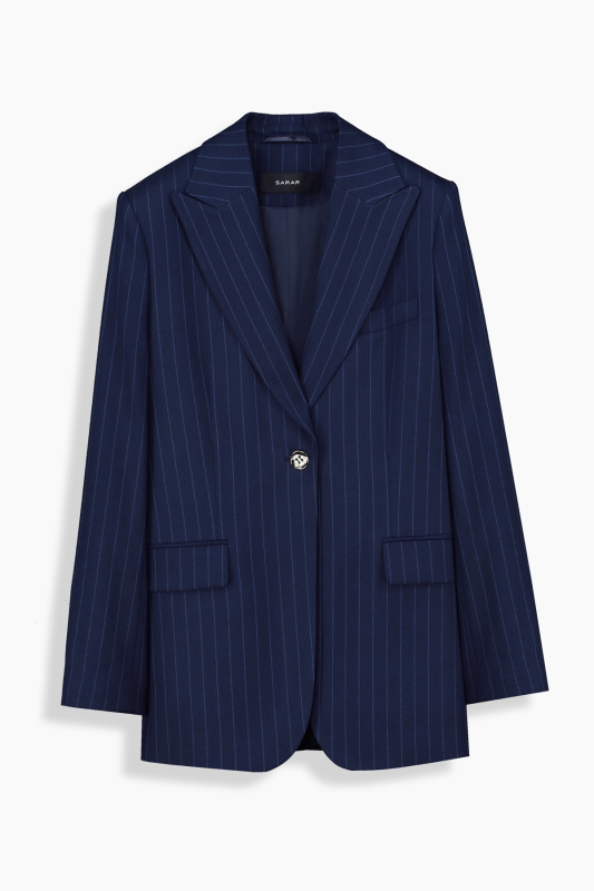 Cleir Çizgili Lacivert Ceket - SARAR WOMAN