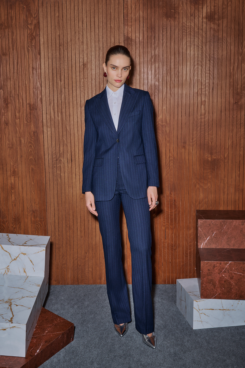 Cleir Çizgili Lacivert Pantolon - 1