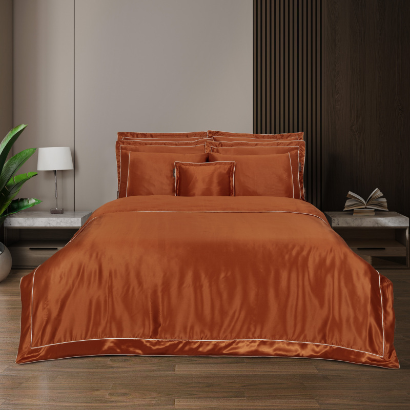Clio %100 İpek Saten Nevresim Takımı King Size Taba - SAREV ELITE