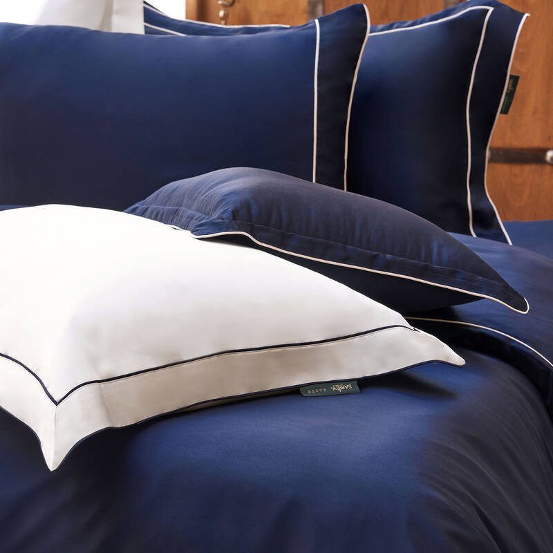 Clio %100 İpek Saten King Size Lacivert Nevresim Takımı - 3