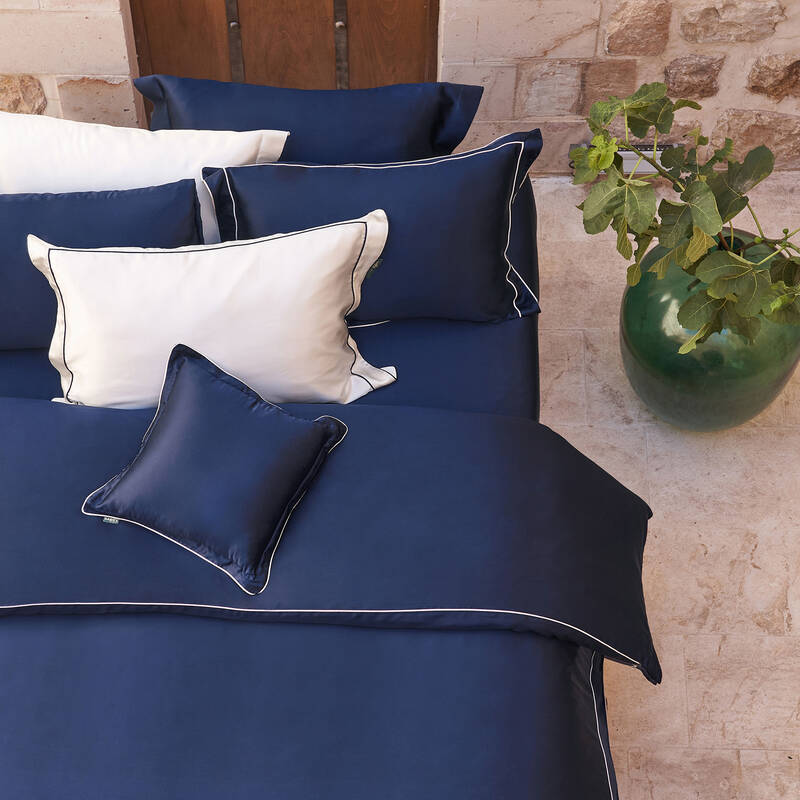 Clio %100 İpek Saten King Size Lacivert Nevresim Takımı - 4