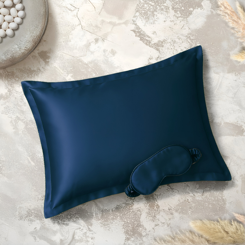 Clio İpek Yastık Kılıfı ve Göz Bandı Lacivert - SAREV ELITE