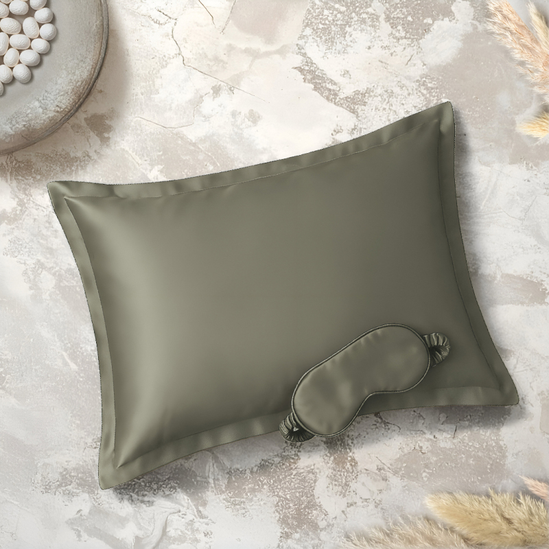 Clio İpek Yastık Kılıfı ve Göz Bandı Gri - SAREV ELITE