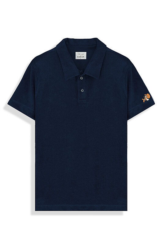 Collar Polo Yaka Balık Kuyruğu Desenli Tişört - SARAR