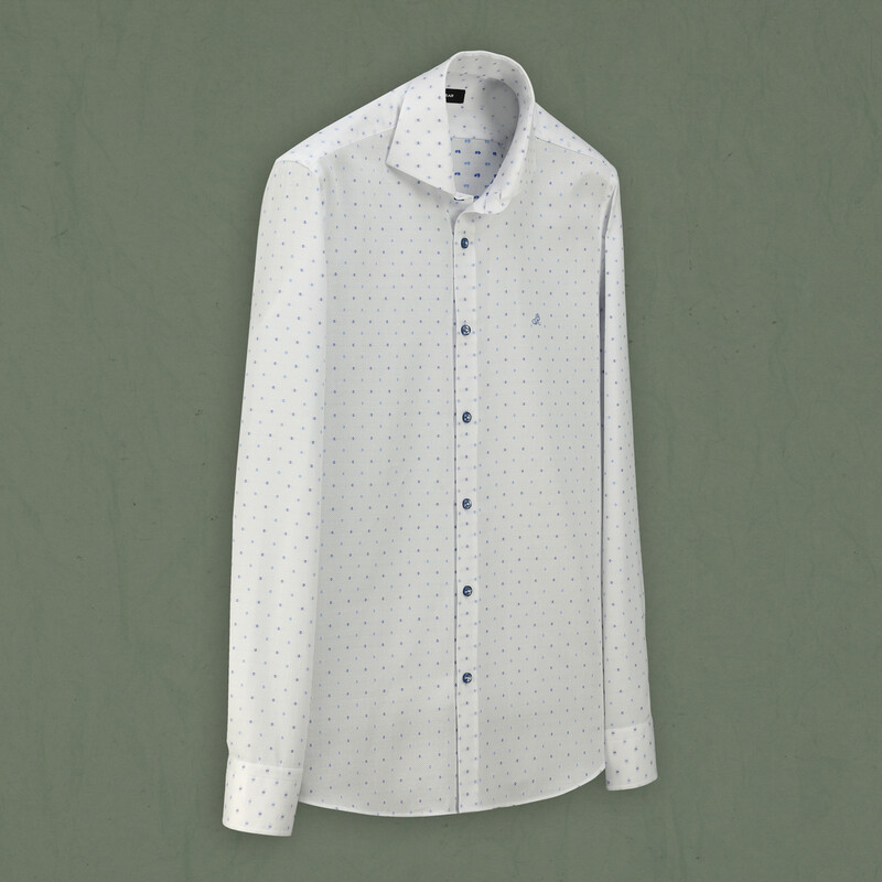 Como Fo Slim Pamuklu Mavi Gömlek 