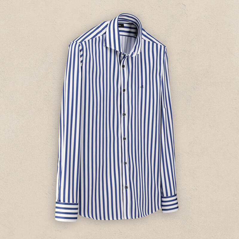 Como Uzun Kol Çizgili Koyu Mavi Gömlek - 1