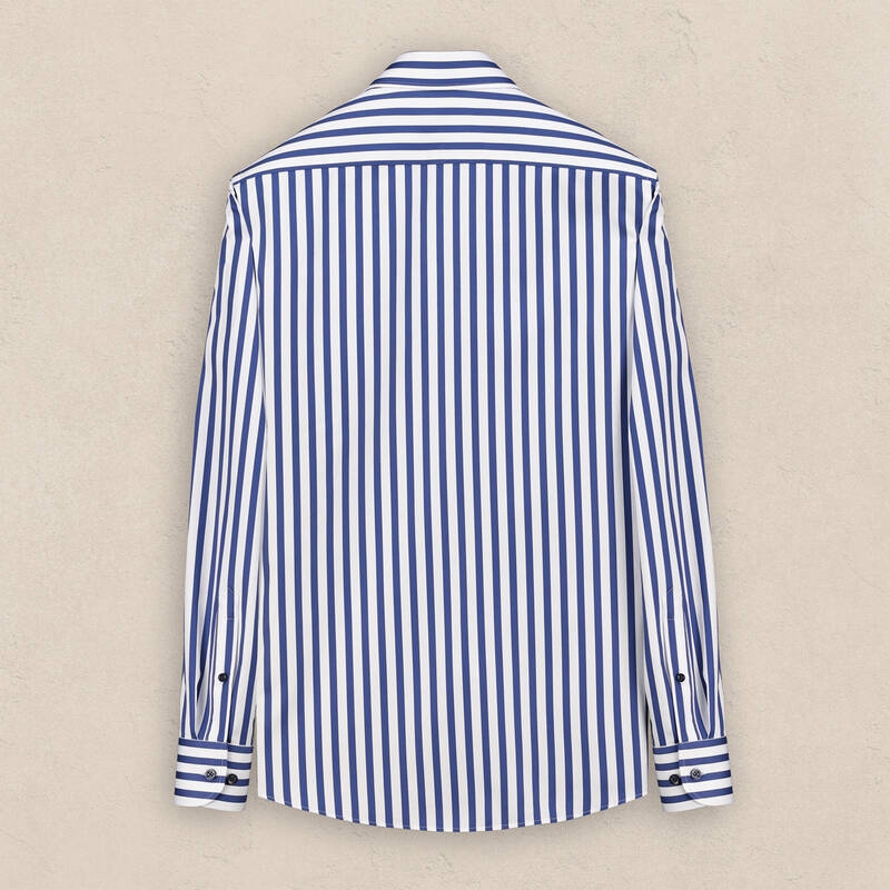 Como Uzun Kol Çizgili Koyu Mavi Gömlek - 2