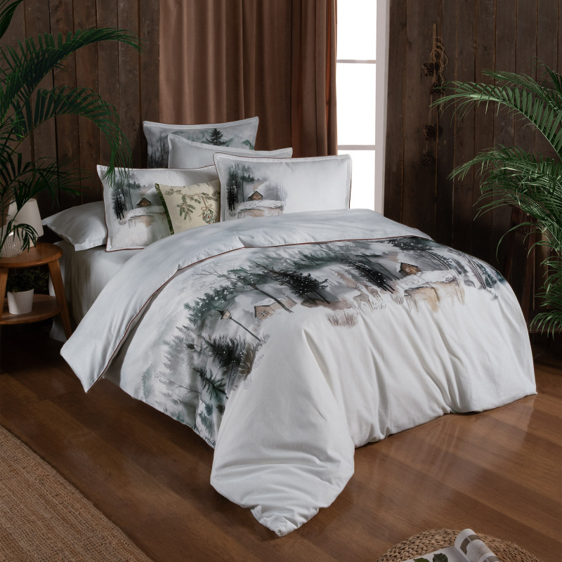 Connel Flanel Nevresim Takımı Çift Kişilik Beyaz - SAREV