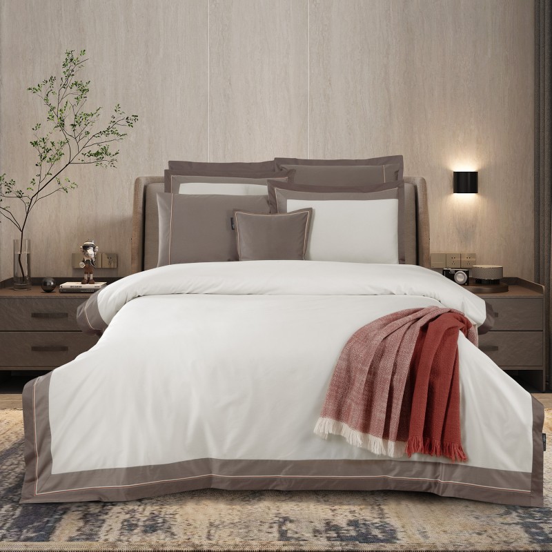 Cortes Pamuk Saten Nevresim Takımı Çift Kişilik Mocha - SAREV