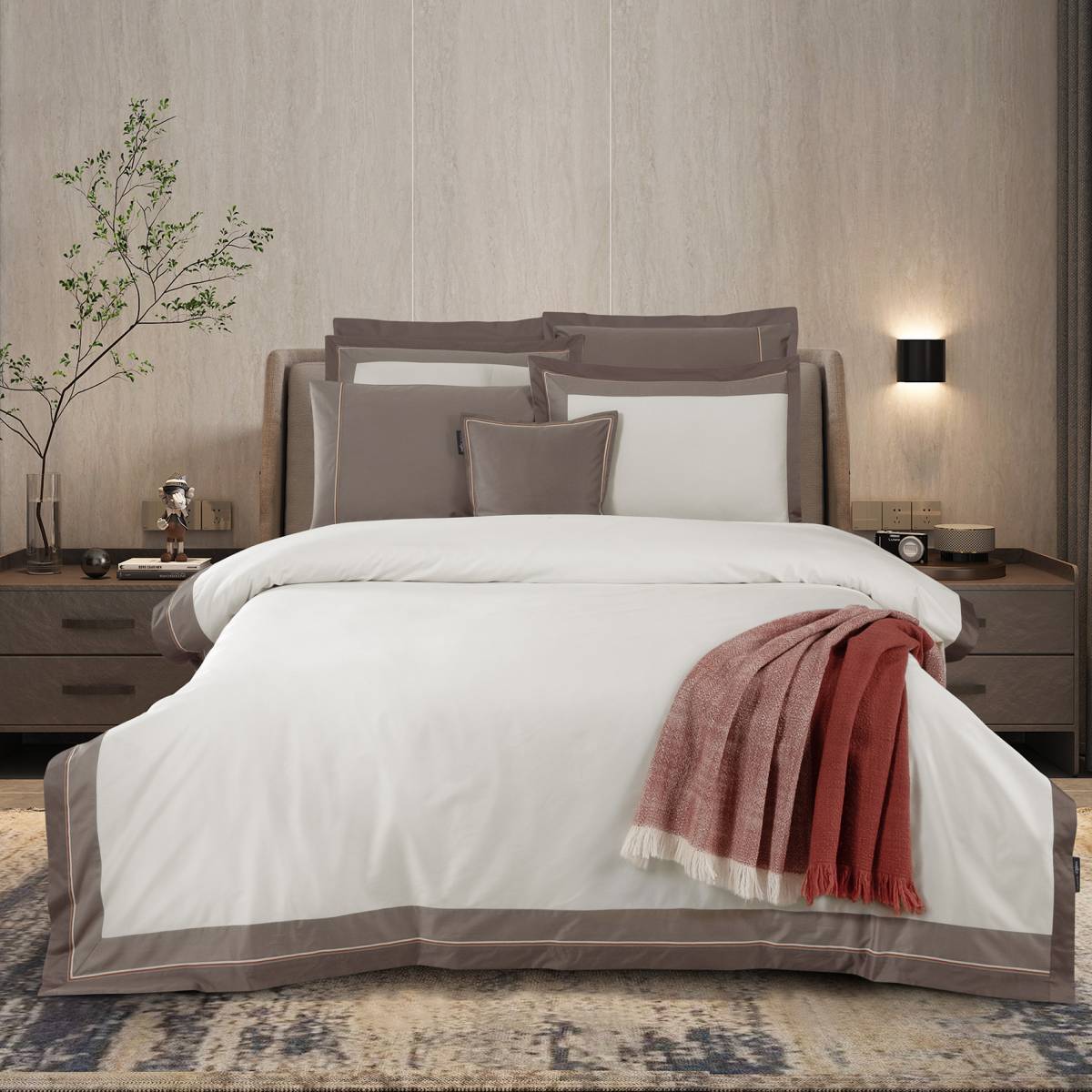 Cortes Pamuk Saten Nevresim Takımı Çift Kişilik Mocha - 1