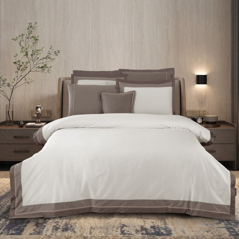 Cortes Pamuk Saten Nevresim Takımı Çift Kişilik Mocha - SAREV