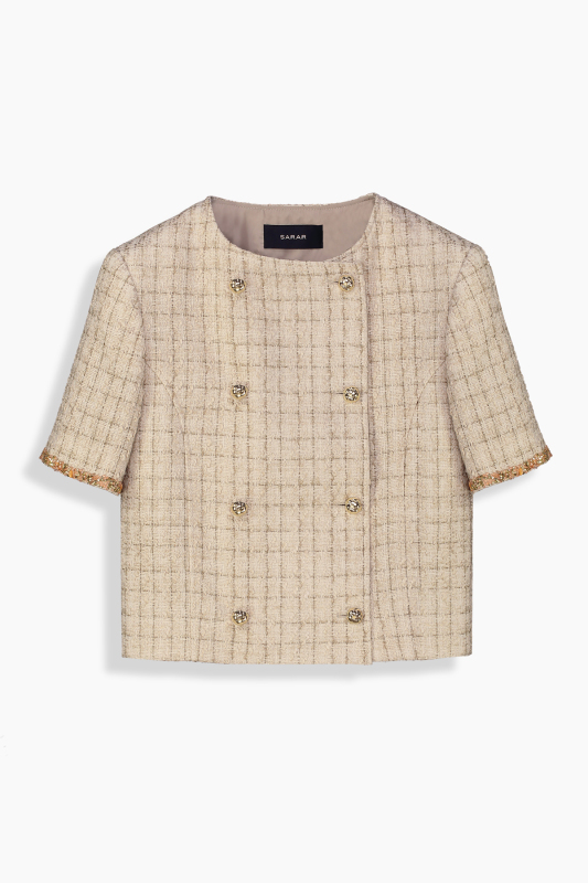 Corts Ekose Bej Ceket - SARAR WOMAN