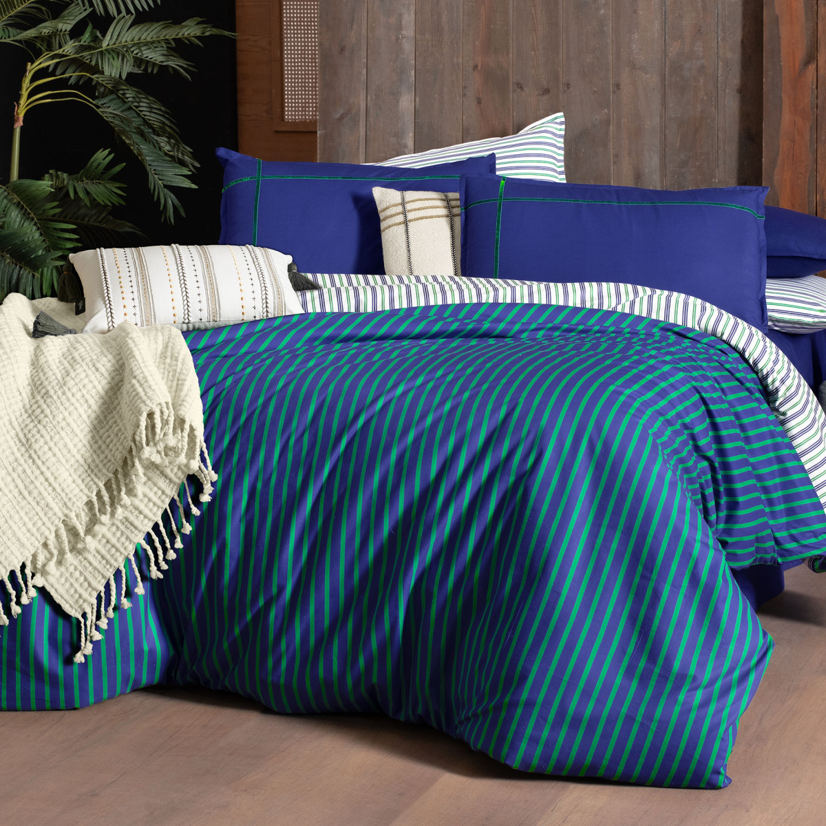 Dalen Fancy Çift Kişilik Lacivert Nevresim Takımı - 1