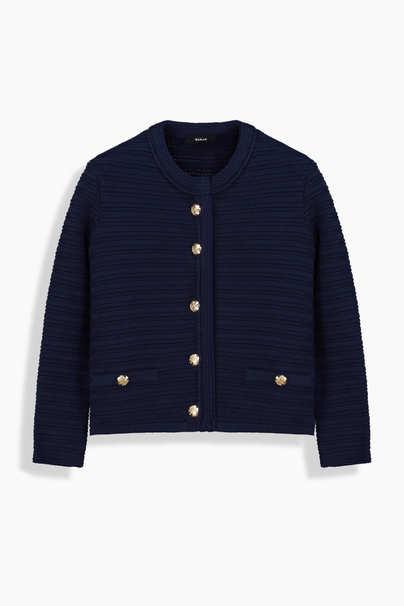 Dena Düğmeli Açık Lacivert Hırka - 1