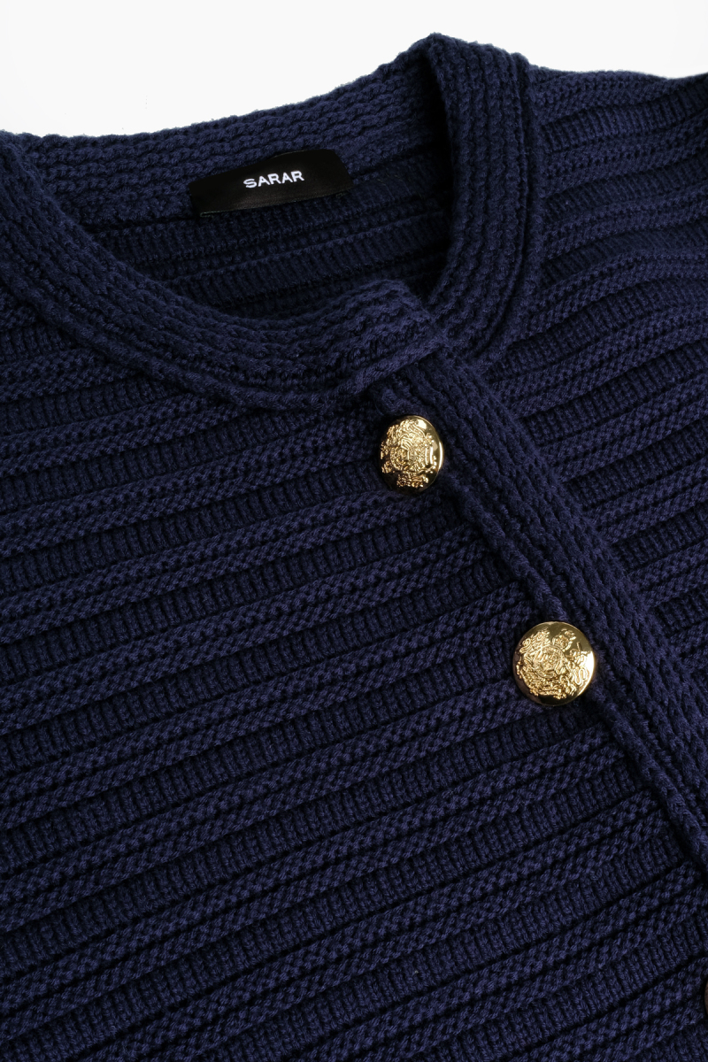 Dena Düğmeli Açık Lacivert Hırka - 3