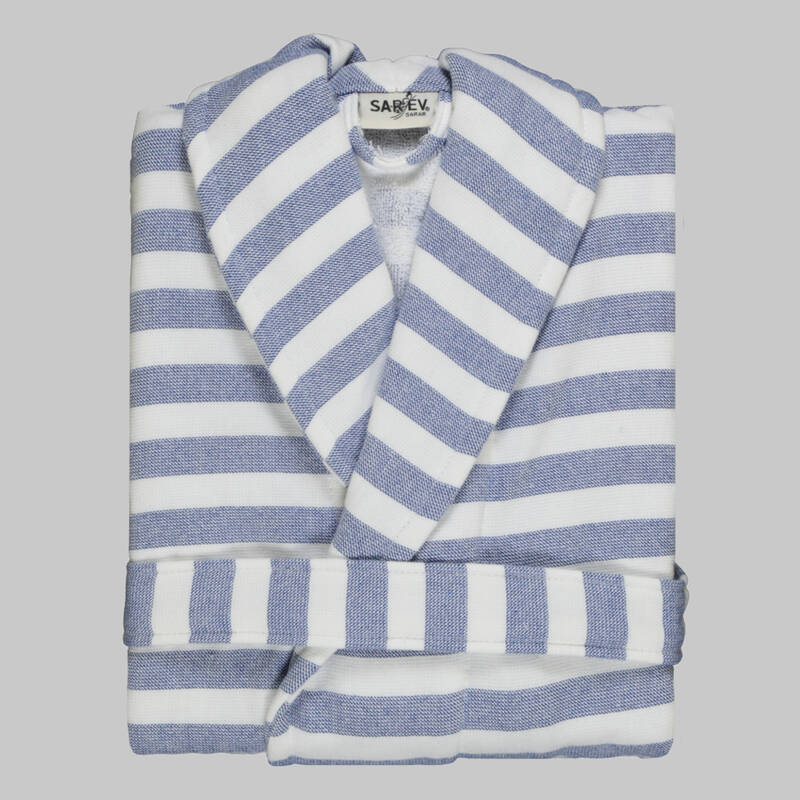 Denis Çizgili Mavi Bornoz L - 2