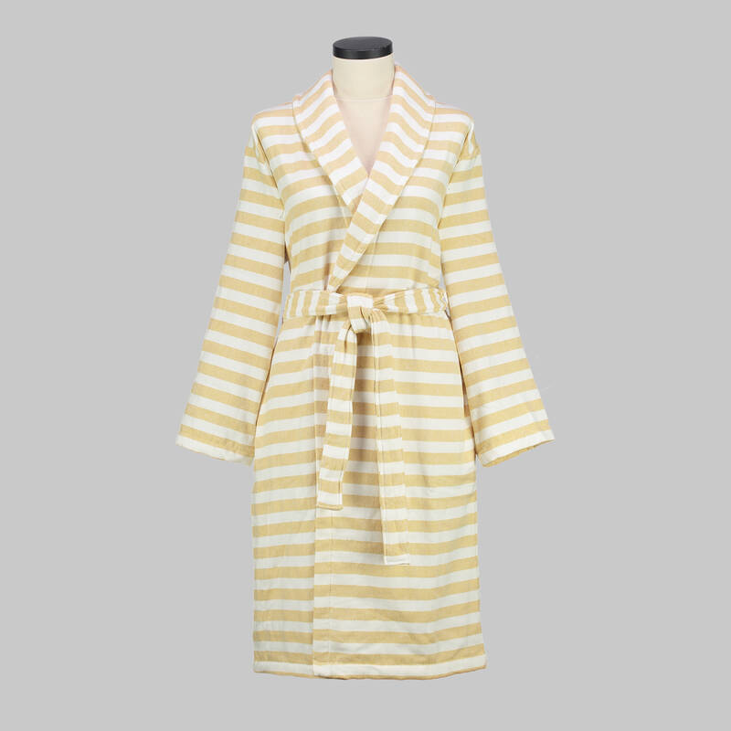 Denis Çizgili Sarı Bornoz - 1