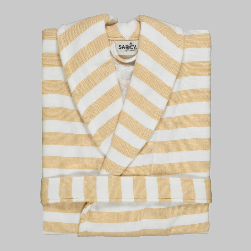 Denis Çizgili Sarı Bornoz - 2