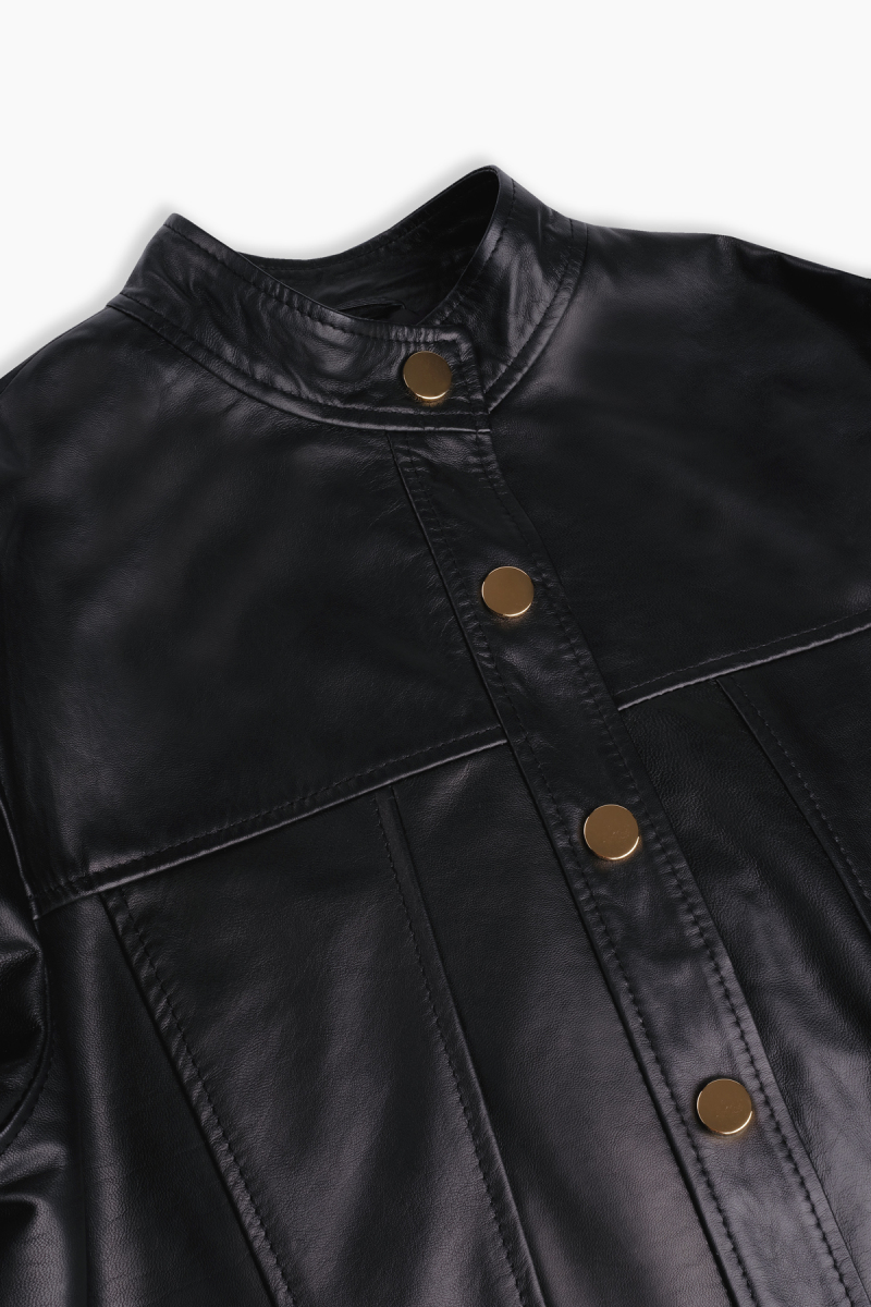 Denmila Siyah Deri Ceket - 4