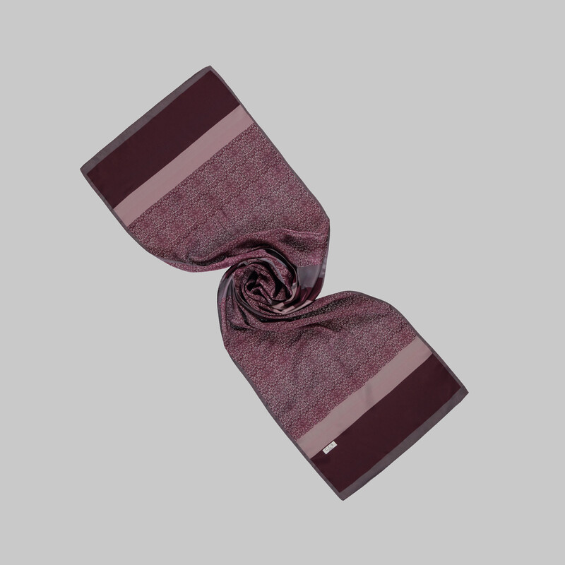 Desenli Bordo Renk Fular F74 - SARAR (1)