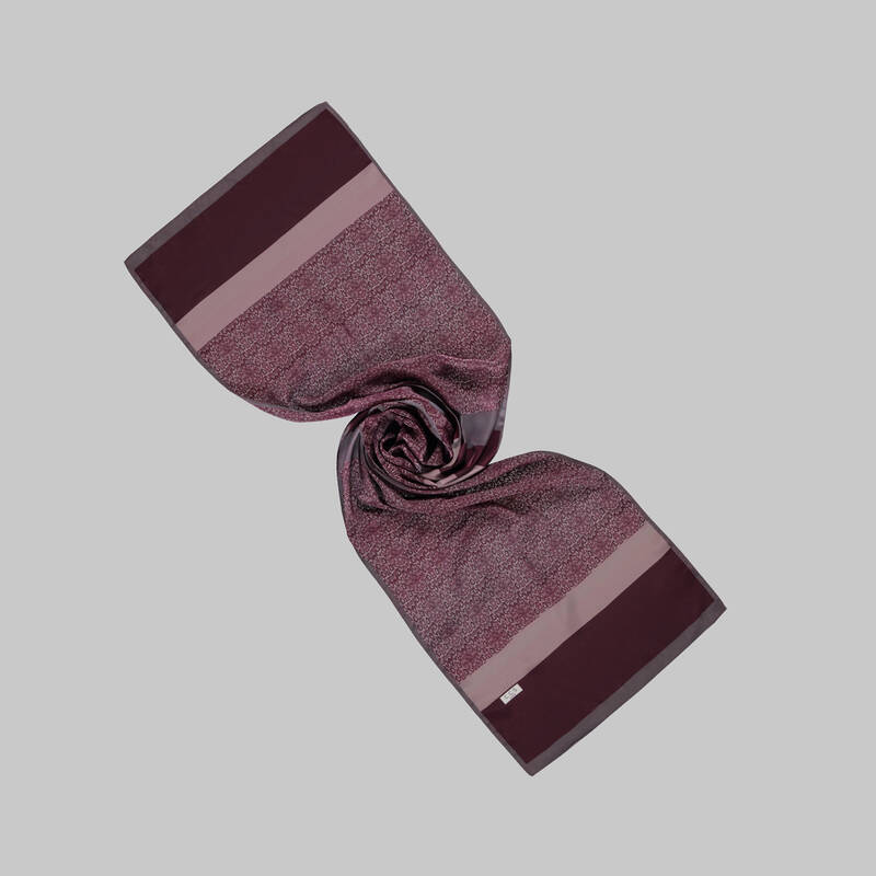 Desenli Bordo Renk Fular F74 - 2