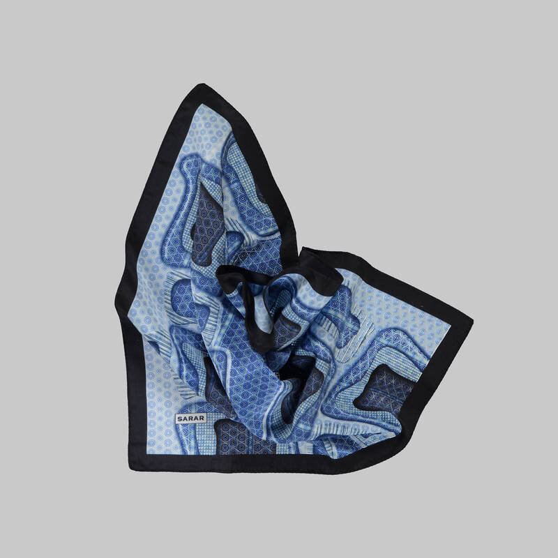 Desenli Lacivert Mendil M84 - 3