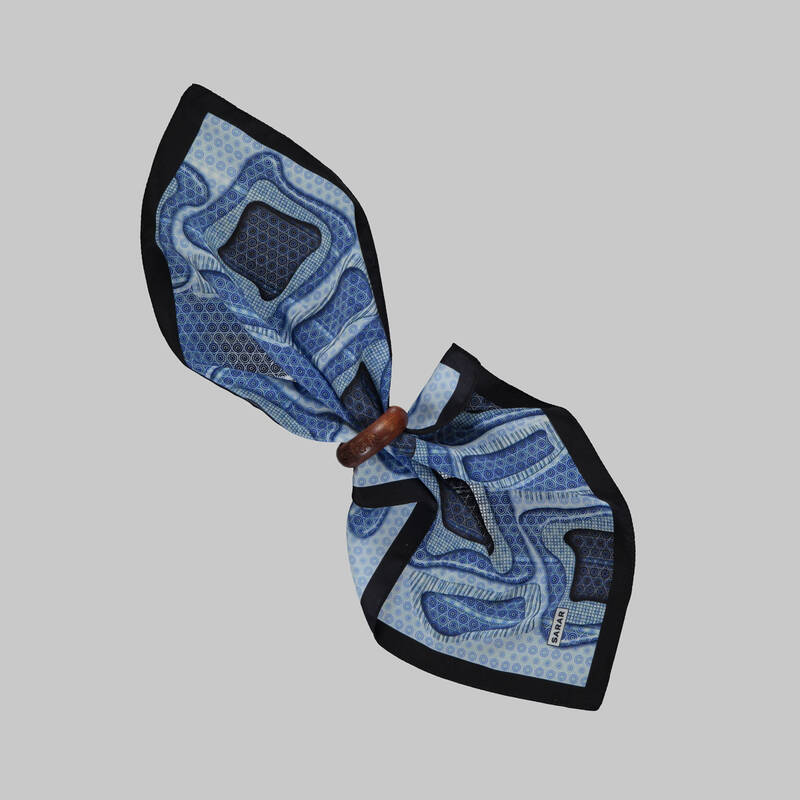 Desenli Lacivert Mendil M84 - 4