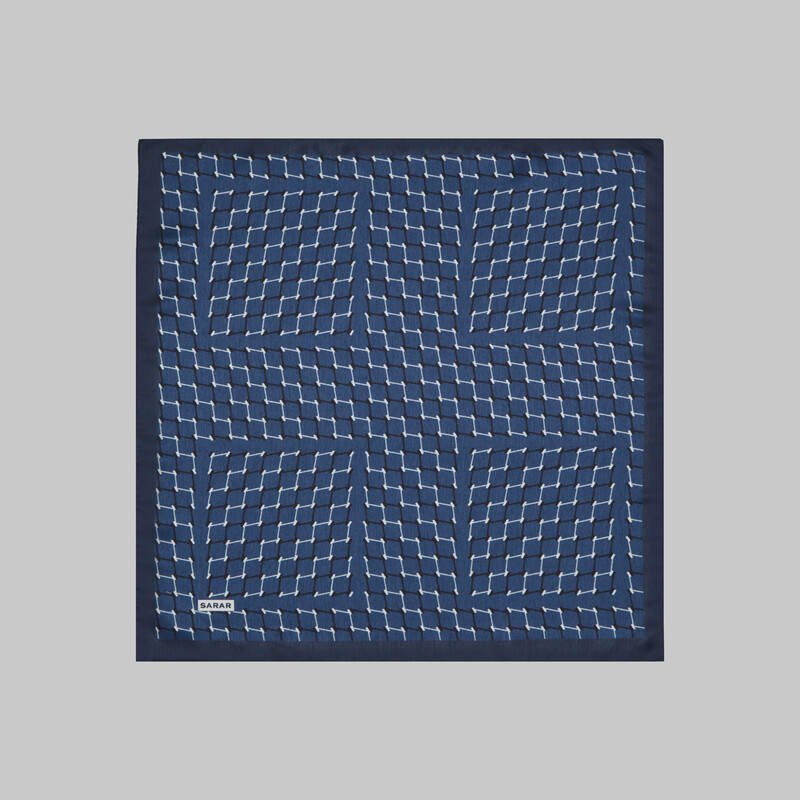 Desenli Lacivert Mendil M87 M87