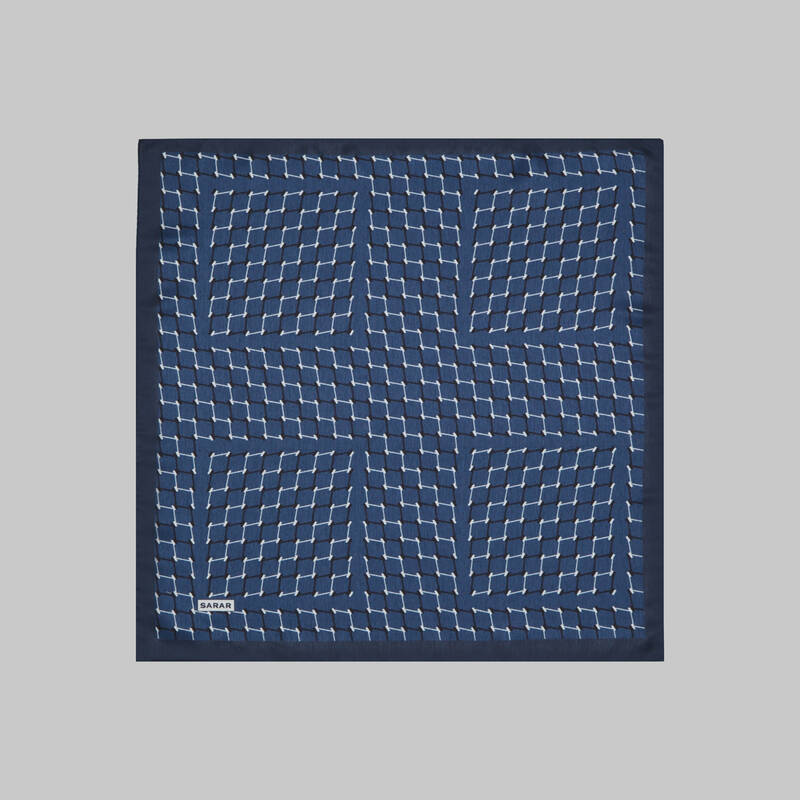 Desenli Lacivert Mendil M87 - 1