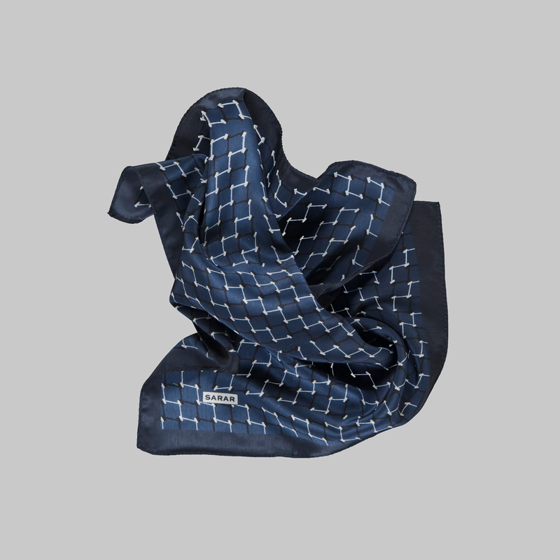 Desenli Lacivert Mendil M87 - 3