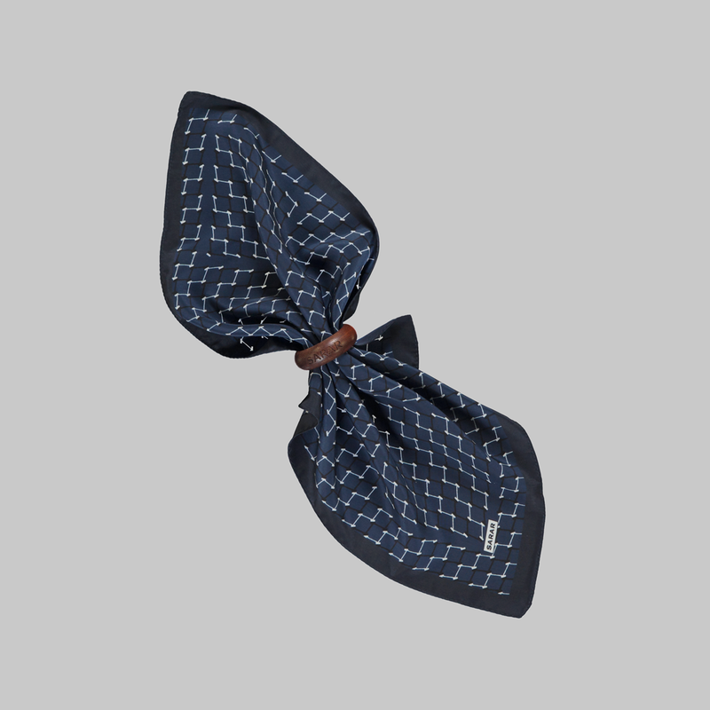 Desenli Lacivert Mendil M87 - 4