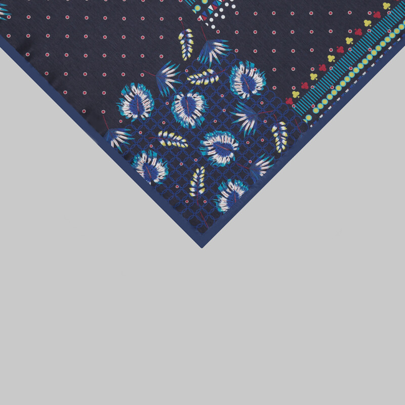 Desenli Lacivert Mendil M92 - SARAR