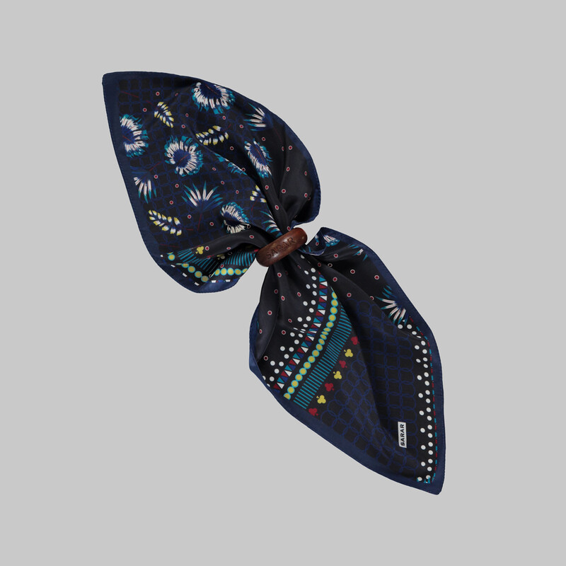 Desenli Lacivert Mendil M92 - SARAR