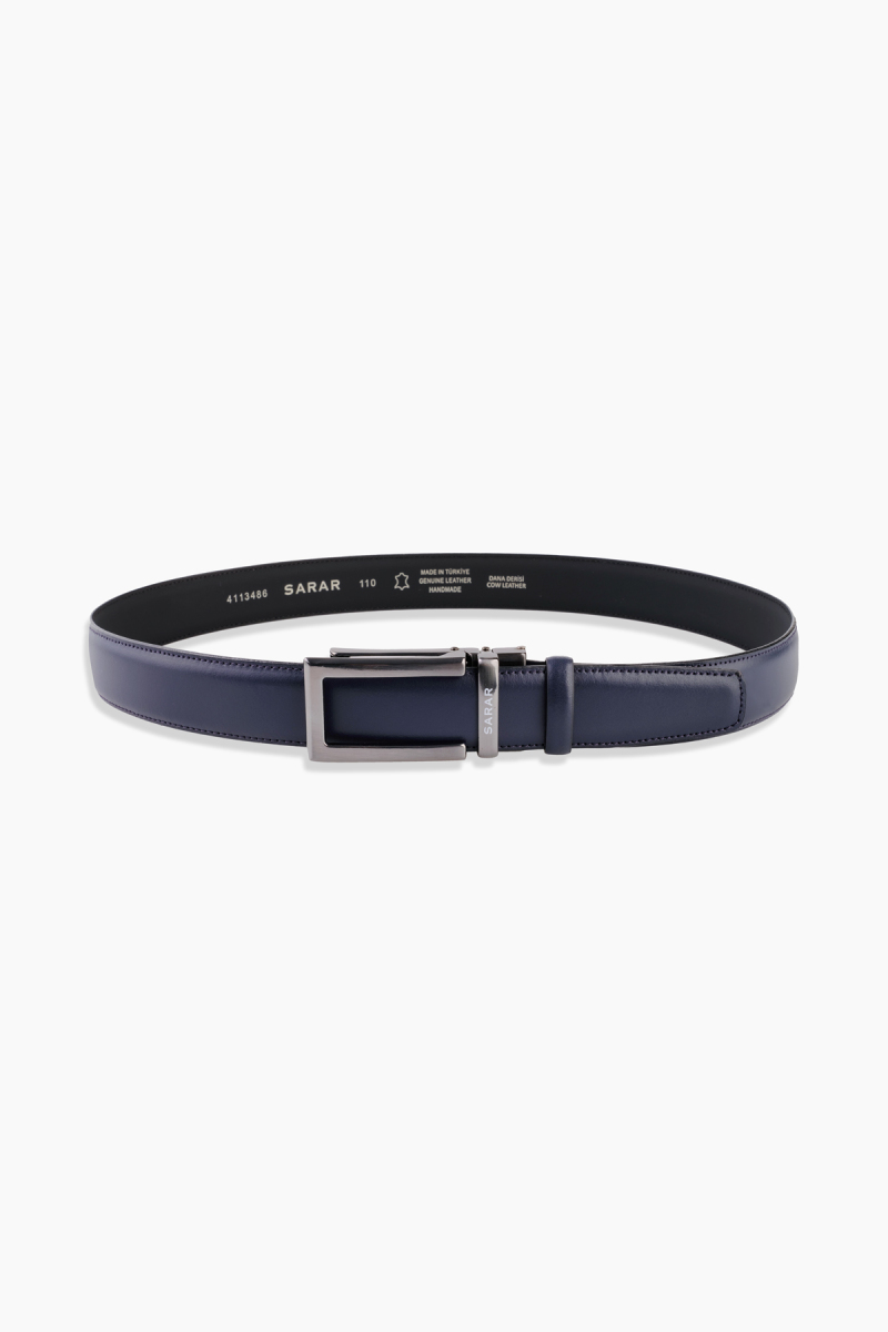 Dikişli Mekanizmalı Lacivert Kemer - 2