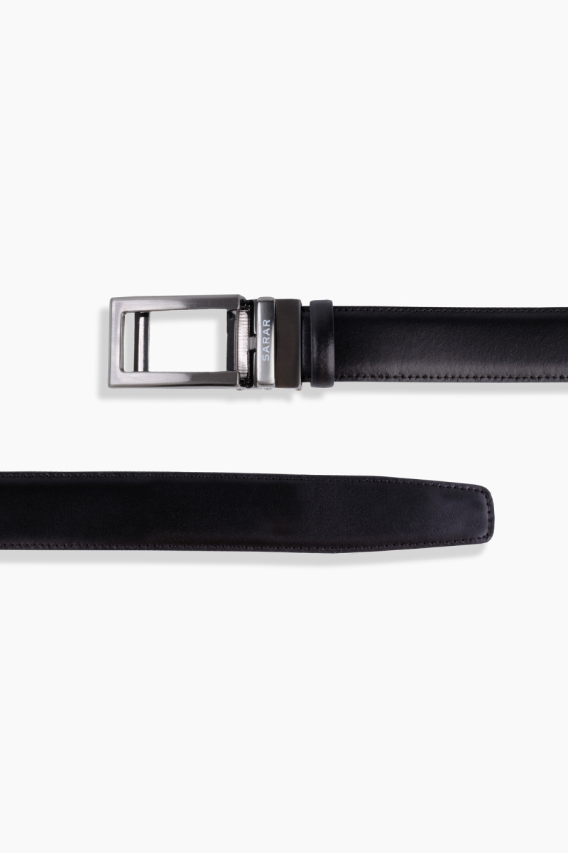 Dikişli Mekanizmalı Siyah Kemer - 4