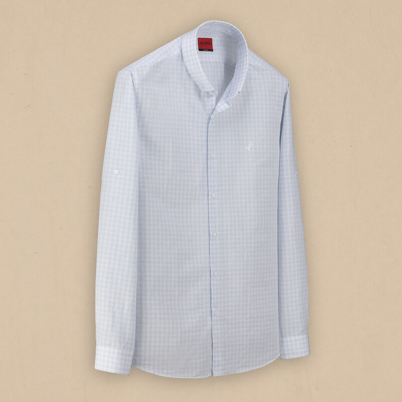 Drew Açık Mavi Kareli Gömlek 