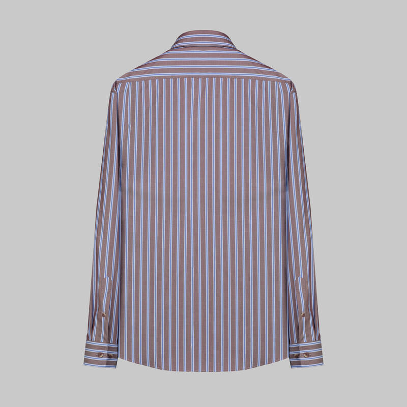 Drew Çizgili Kahverengi Gömlek - 2