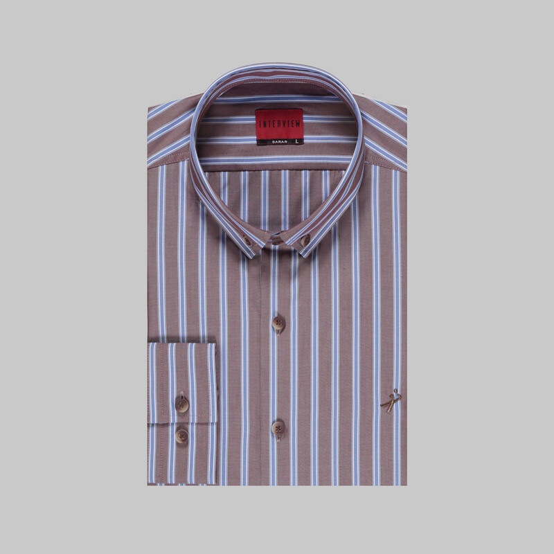 Drew Çizgili Kahverengi Gömlek - INTERVIEW