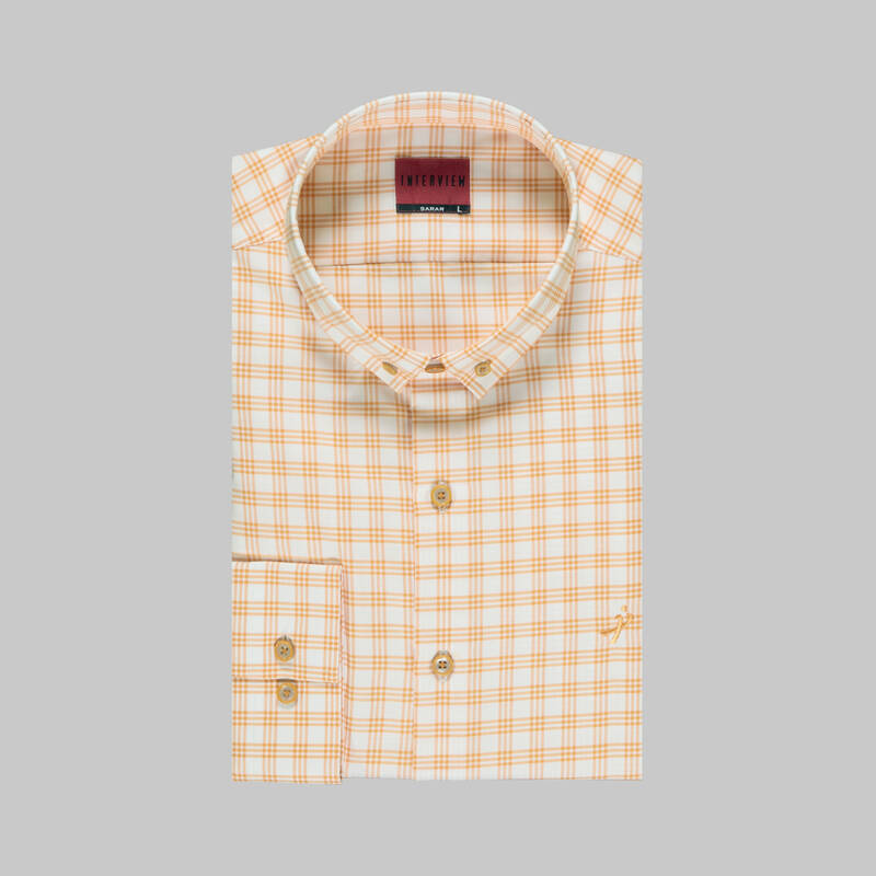 Drew Kareli Turuncu Pamuklu Gömlek - 3