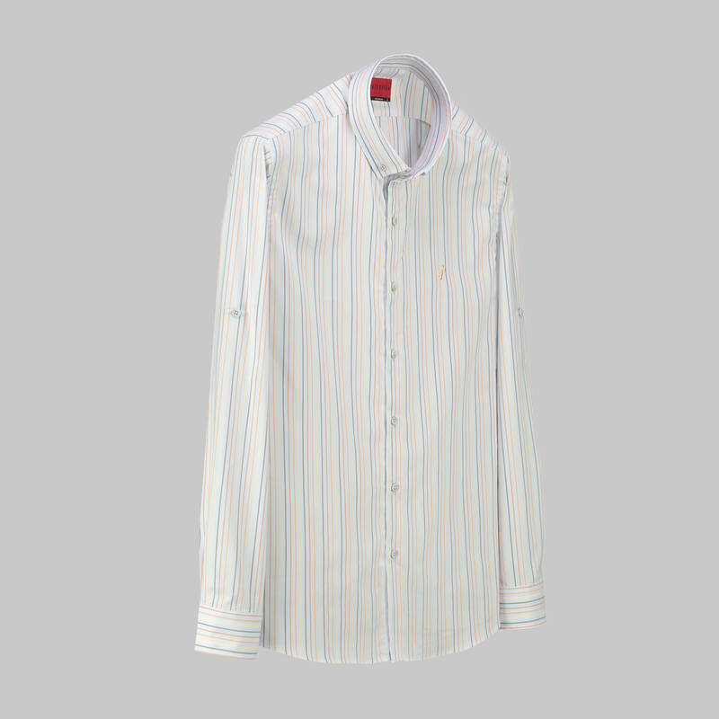 Drew Uzun Kol Çizgili Açık Mavi Gömlek - 1