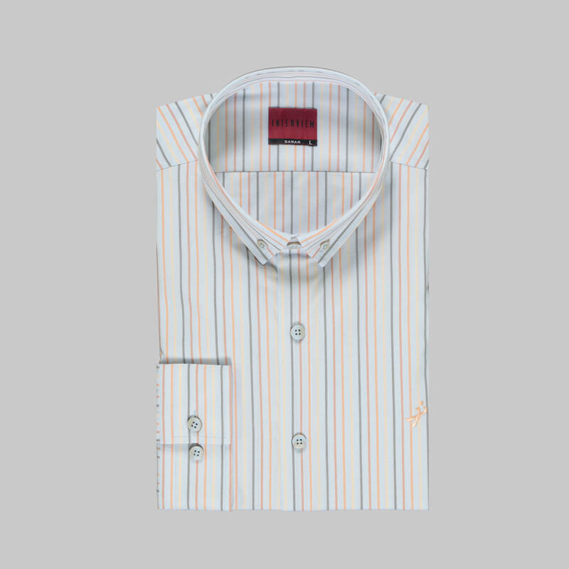 Drew Uzun Kol Çizgili Açık Mavi Gömlek - 3