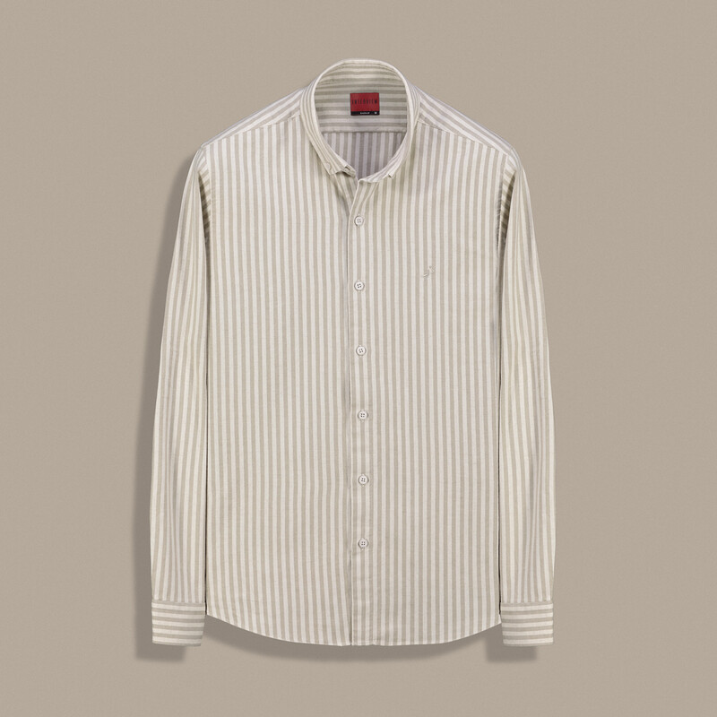 Drew Uzun Kol Çizgili Bej Gömlek - INTERVIEW