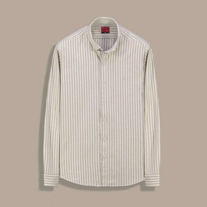 Drew Uzun Kol Çizgili Bej Gömlek - 1